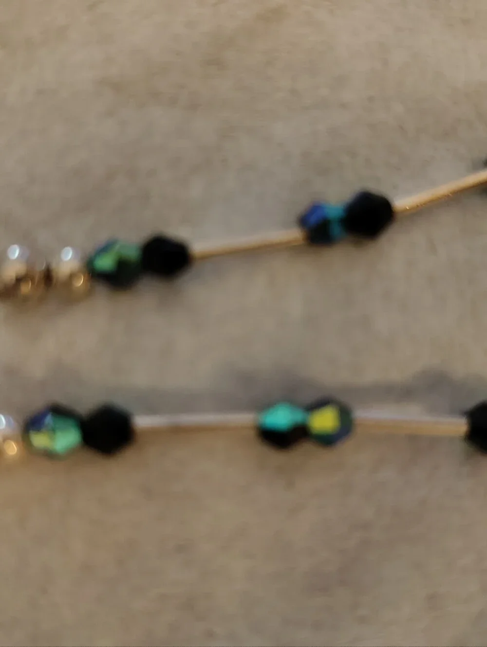 Black and Iridescent Beaded Women's Choker Sterling silver 925